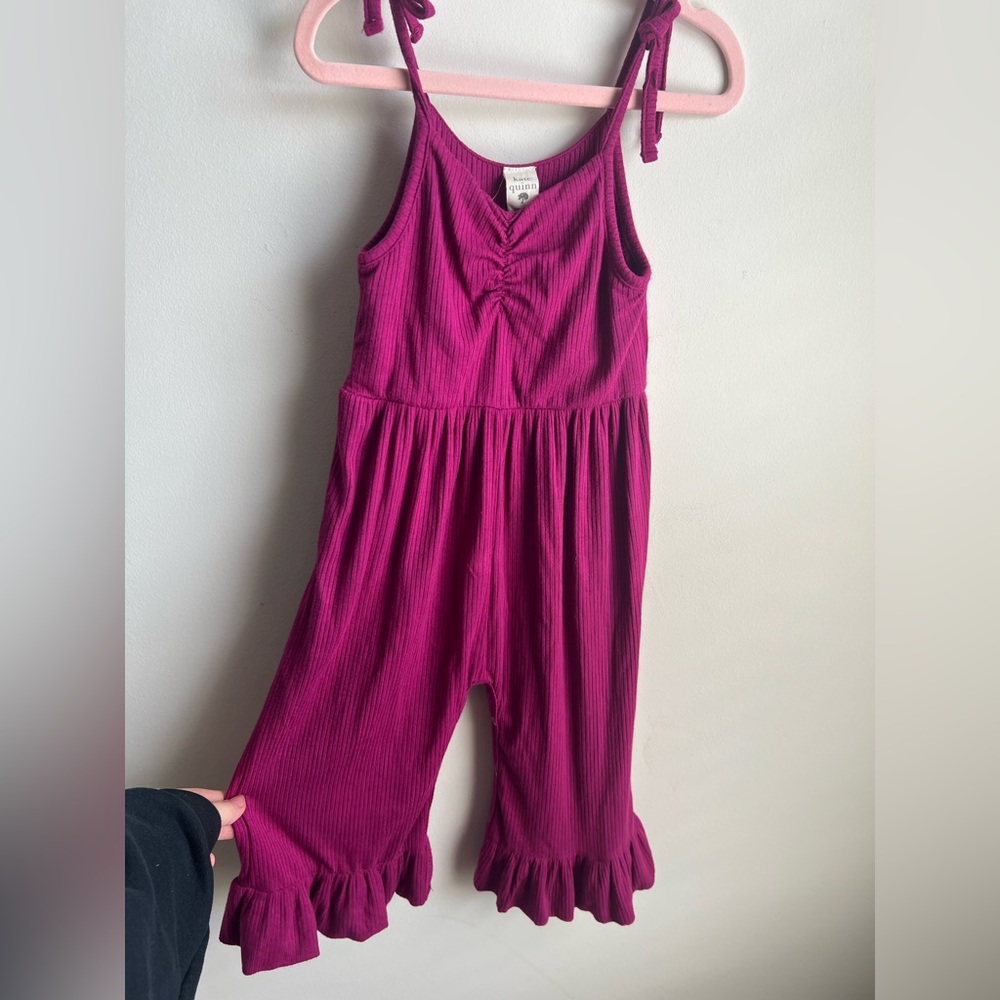 Modal Kate Quinn Girls Fuchsia Ribbed Sleeveless Jumpsuit